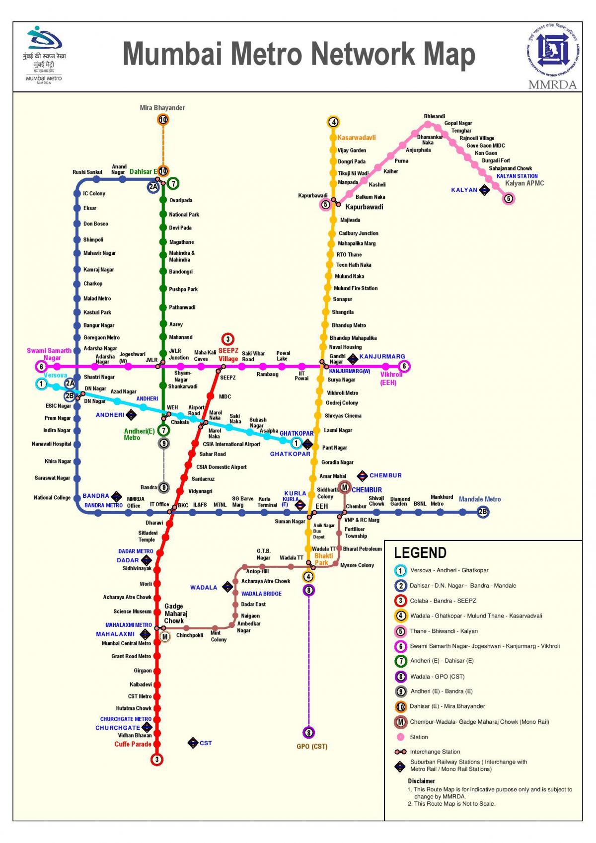 Βομβάη μετρό χάρτη της διαδρομής