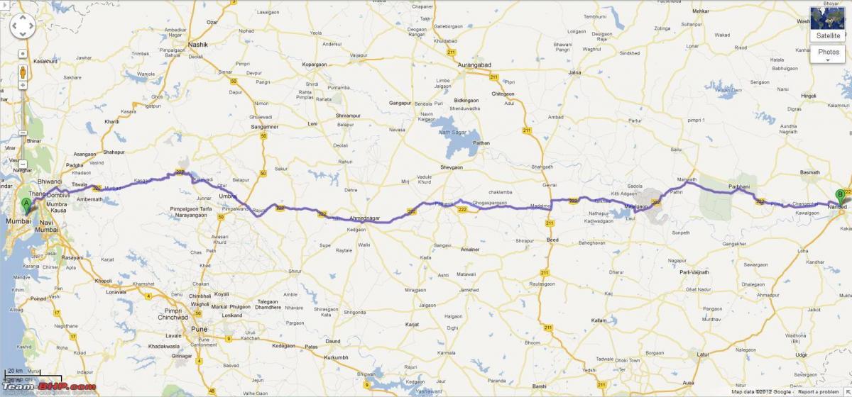 Βομβάη ναγκπούρ ταχείας κυκλοφορίας χάρτη της διαδρομής