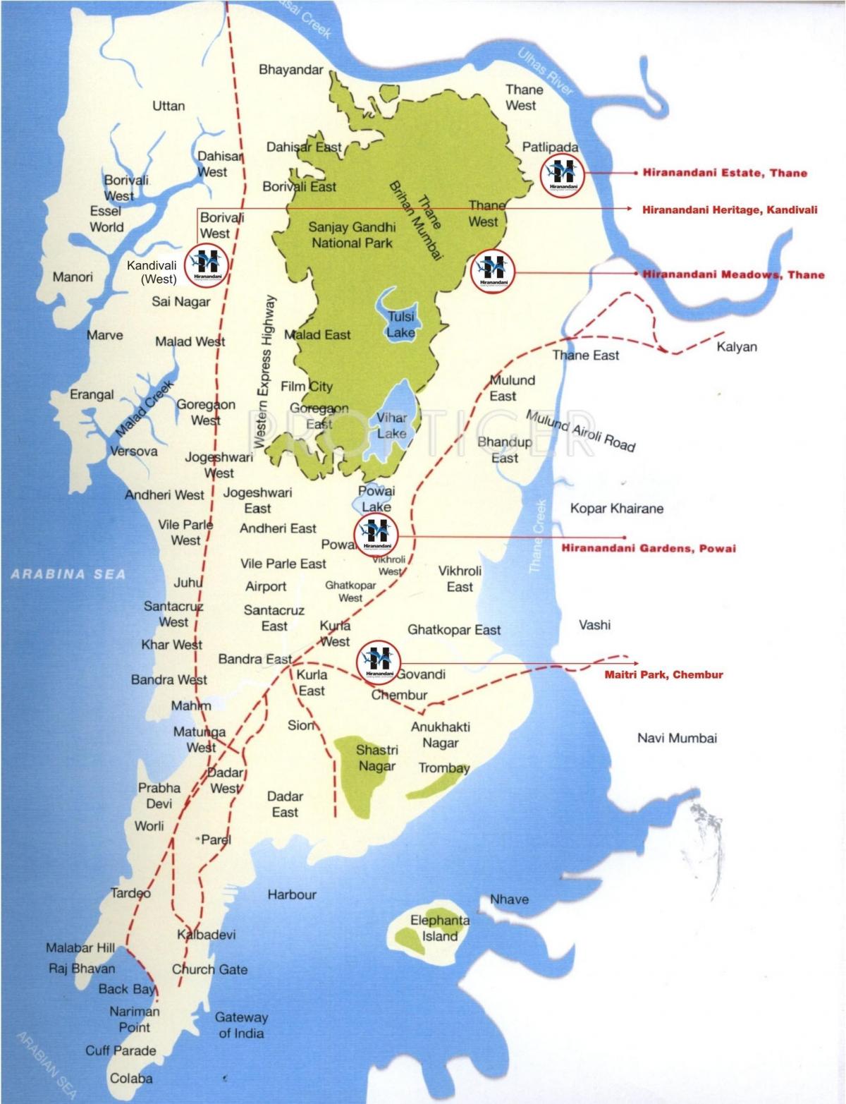 χάρτης της Colaba Βομβάη