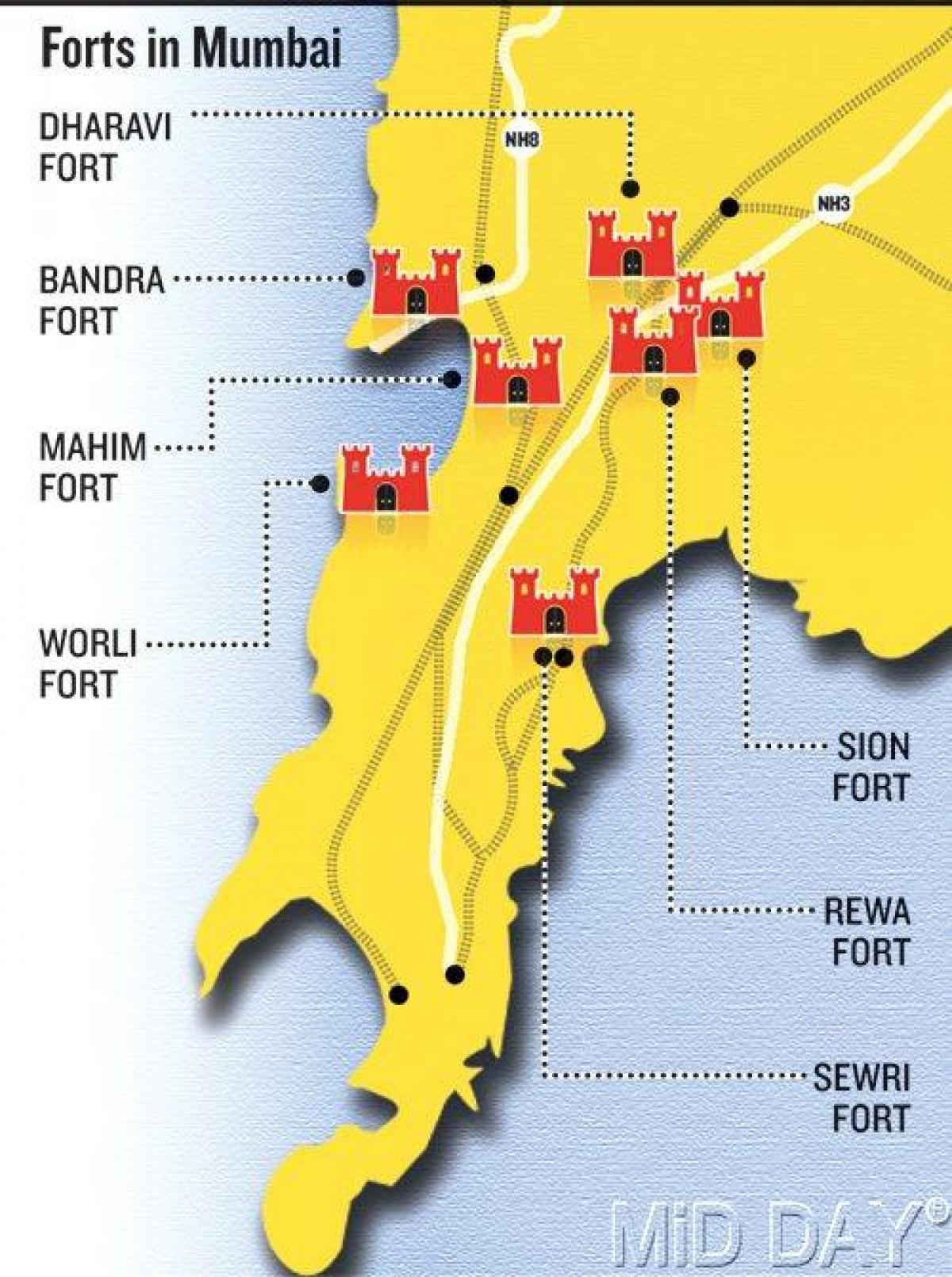Βομβάη fort χάρτης περιοχής