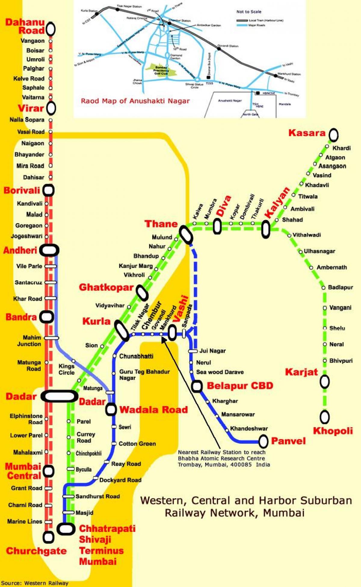 Βομβάη κεντρική γραμμή σταθμοί χάρτης