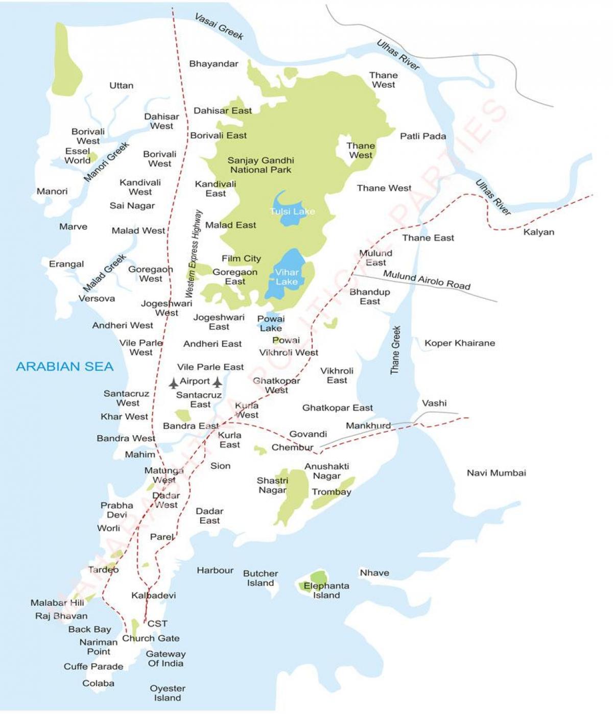 Βομβάη προάστια χάρτης