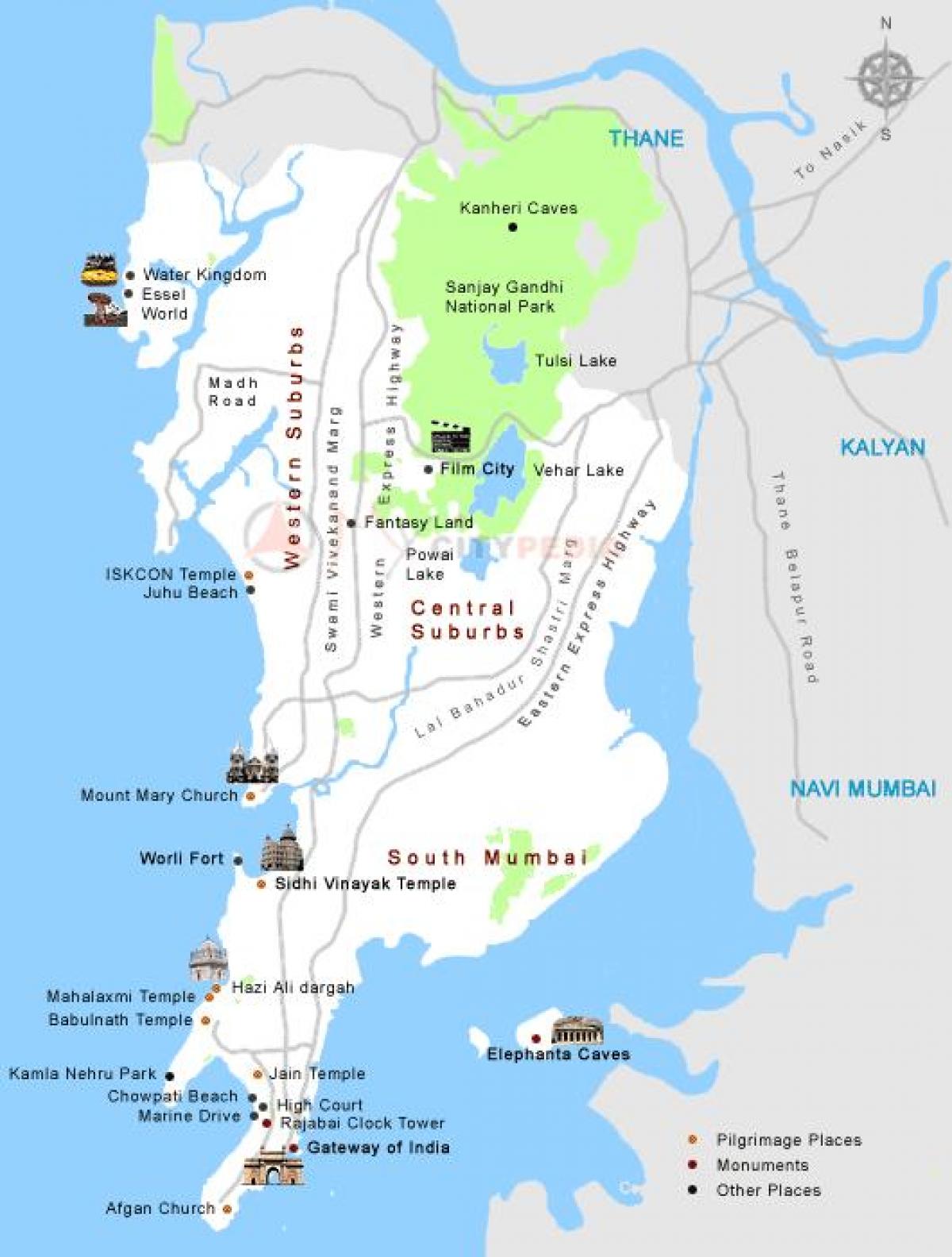 χάρτης της Βομβάης τουριστικά μέρη