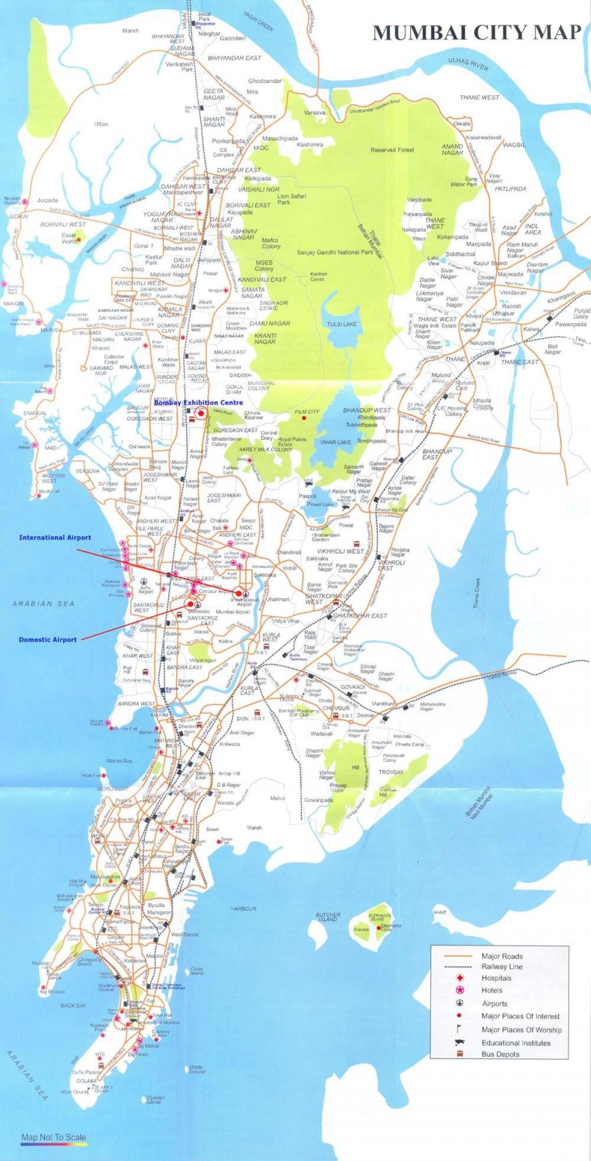 Βομβάη τοπικό χάρτη της διαδρομής