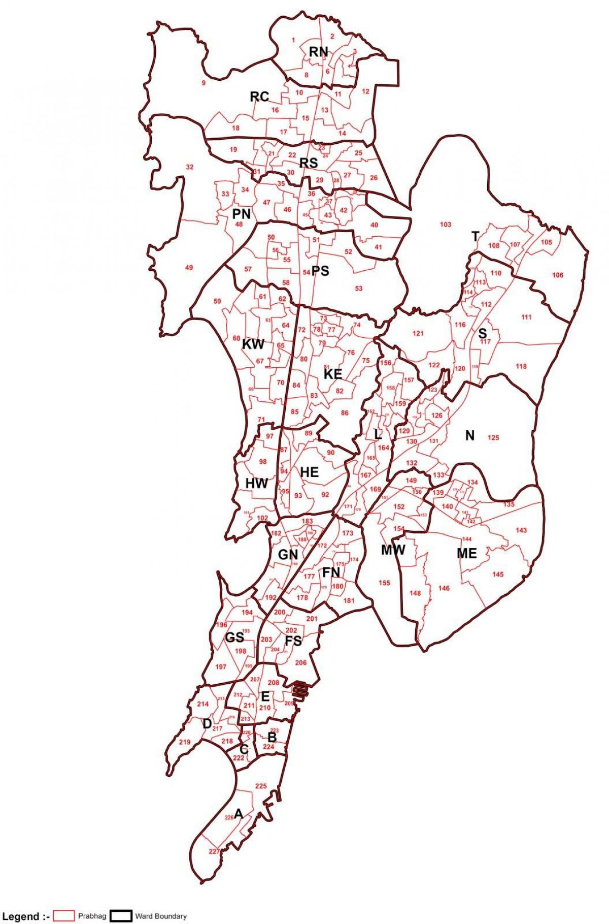 Βομβάη περιοχή του χάρτη σοφός