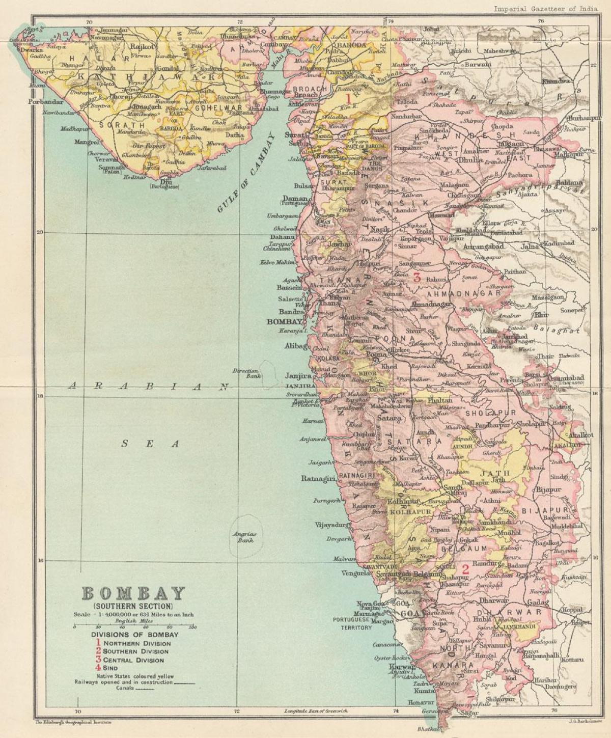 χάρτης της Βομβάης προεδρία
