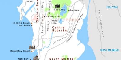 Χάρτης της Βομβάης τουριστικά μέρη